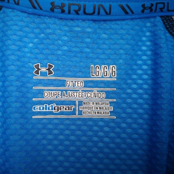 Under Armour Run Cold Gear Men's Size Large Royal Blue & Black Activewear Shirt - Picture 3 of 13